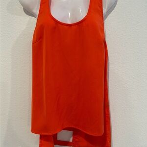 Vibrant Orange Sleeveless Chiffon Tank Top